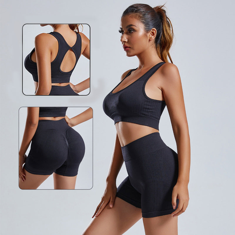 Women’s Yoga Set | Seamless Workout Vest & Shorts