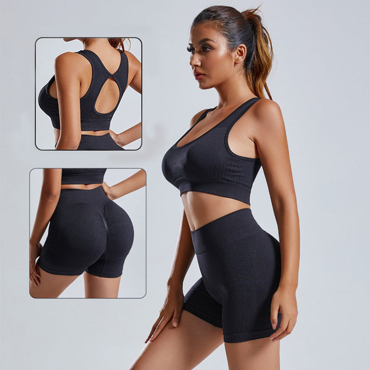 Women’s Yoga Set | Seamless Workout Vest & Shorts