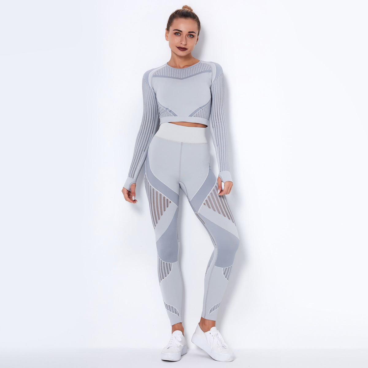 Seamless Yoga Fitness Set | Striped Workout Activewear