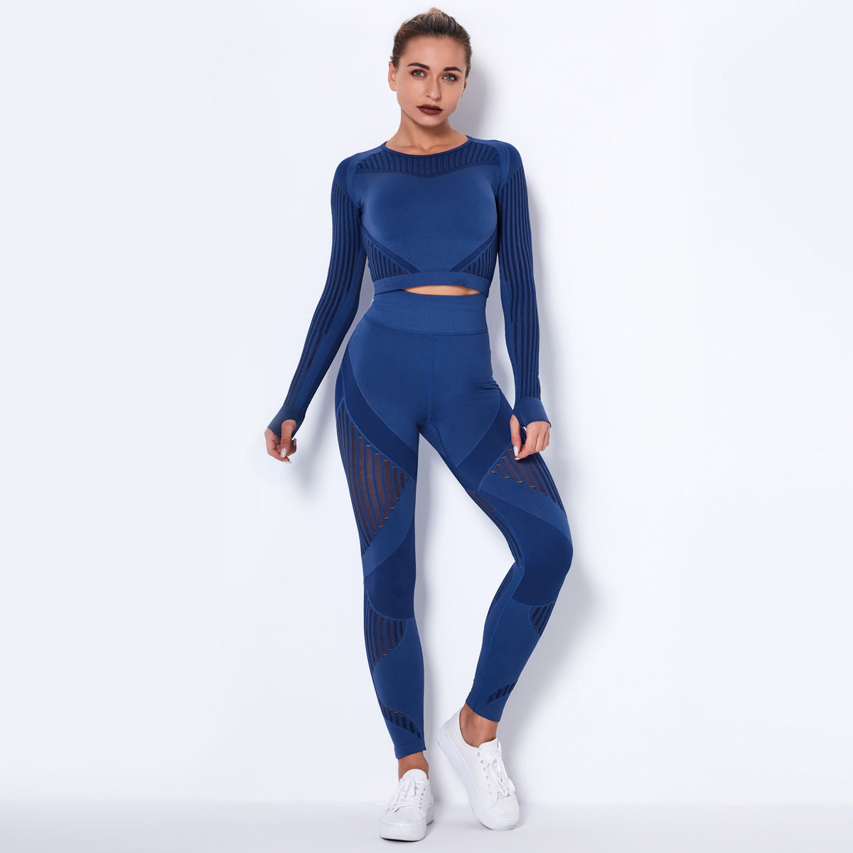 Seamless Yoga Fitness Set | Striped Workout Activewear