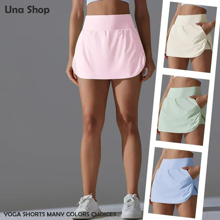Una-Shop Women’s High Waist Yoga Shorts | Pocket Workout Shorts