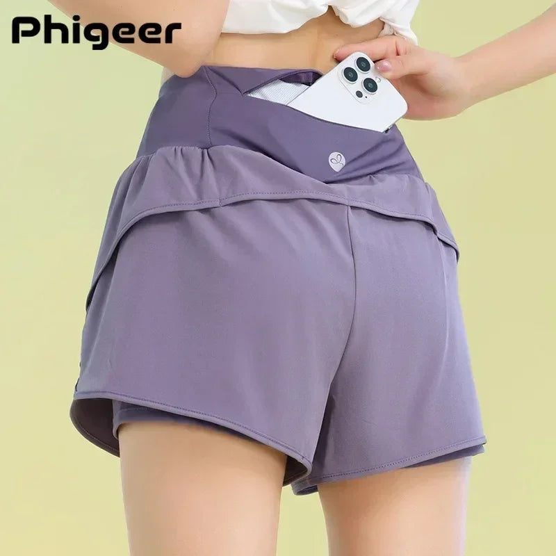PHIGEER Women’s Yoga Shorts | Lightweight Workout Shorts