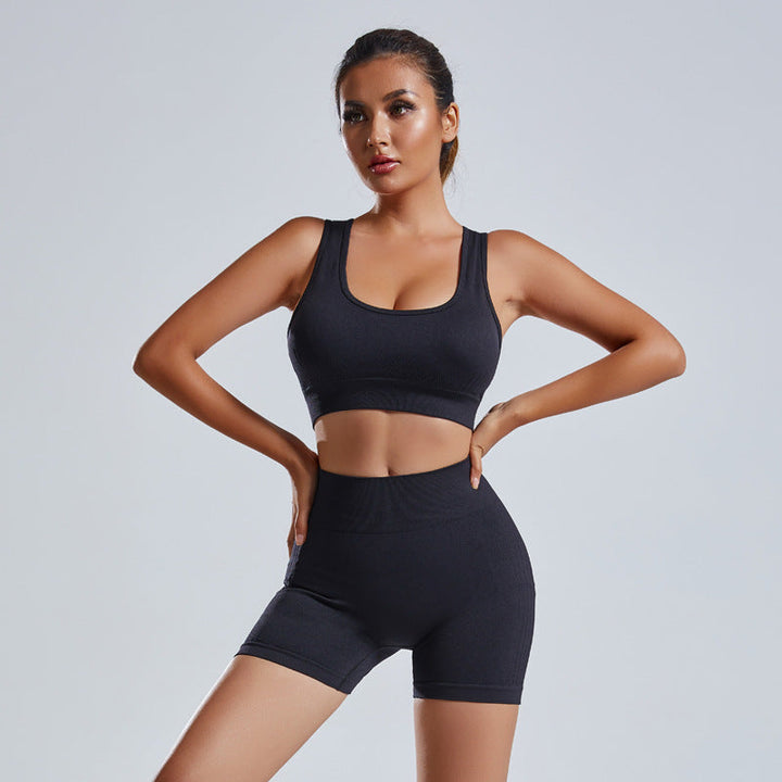 Women’s Yoga Set | Seamless Workout Vest & Shorts