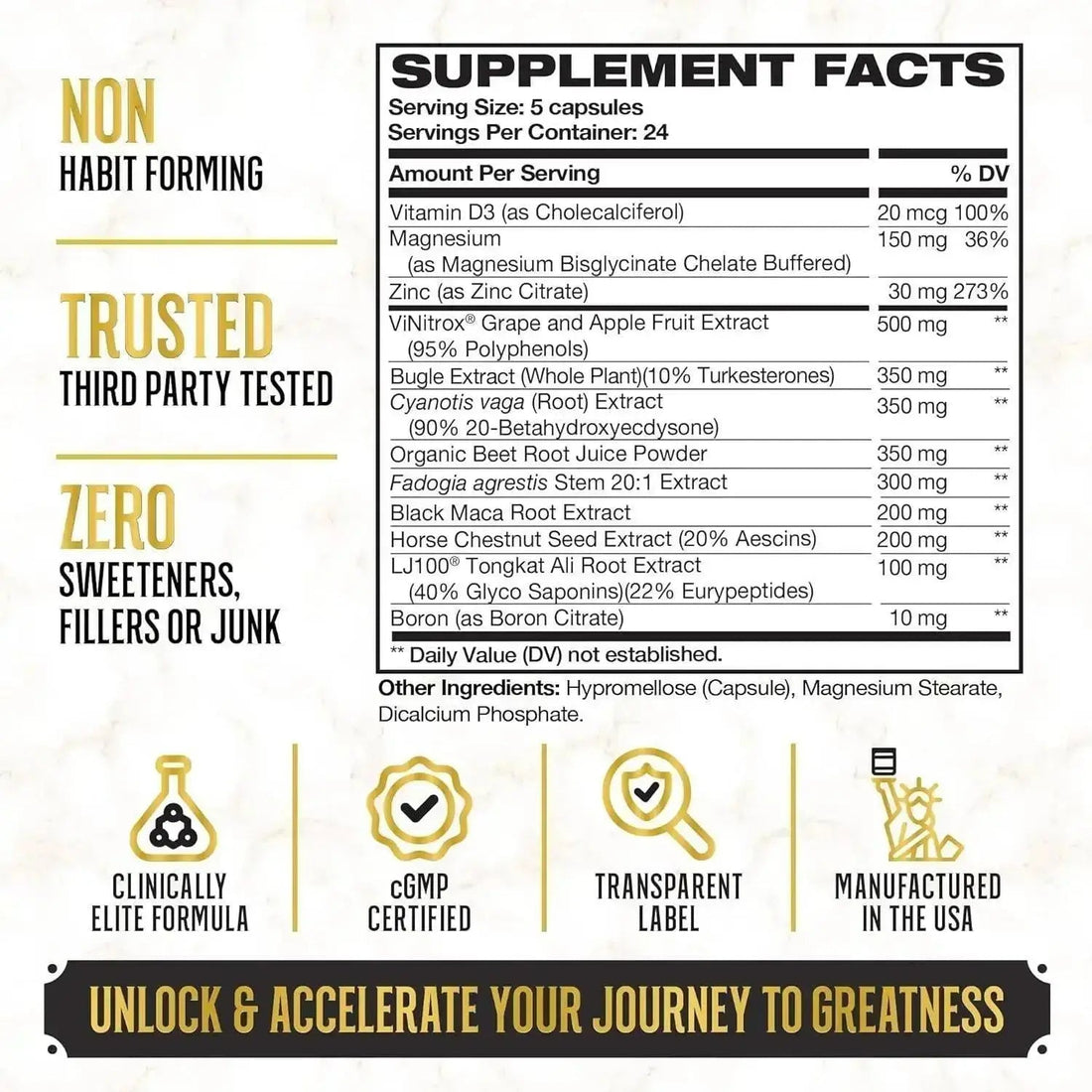 King Maker Pack of 1, 13-in-1 Anabolic Supplement for Men to Increase Stamina, Lean Muscle Growth & Recovery, N.O. Booster with Tongkat Ali (LJ100), 120 Capsules